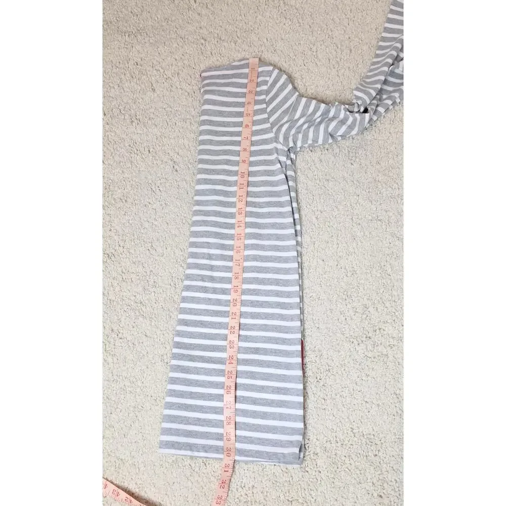 Gymboree Girl's Long Sleeve Dress Size L (10-12) Gray White Stripes Florals NWT